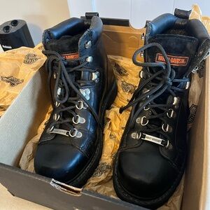 Harley-Davidson Black Women’s Leather Lace-Up Moto Boots